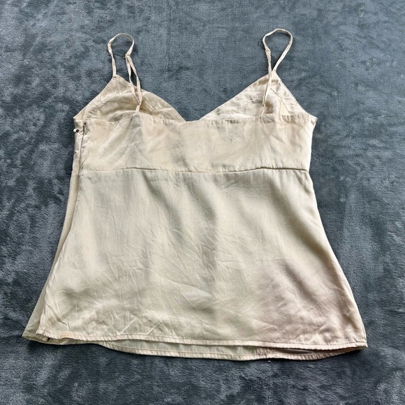 VTG Guess Tank Top Women’s M Y2K Babydoll 100% Silk Sequins Cropped Cream Gold - Picture 12 of 13